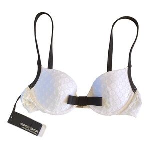 Andres Sarda Fazenda Bow Accent White Bikini Top NWT 32B